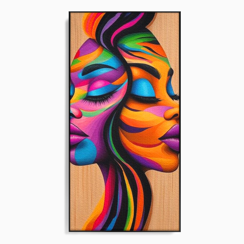 Tablou canvas cu tablou canvas cu doua fete profil, in rama de aluminiu negru