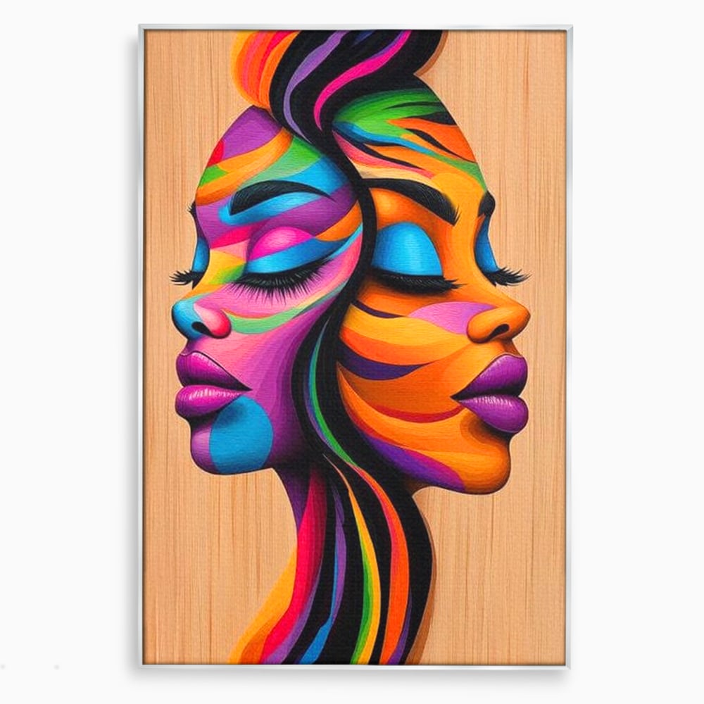 Tablou canvas cu tablou canvas cu doua fete profil, in rama de aluminiu argintiu