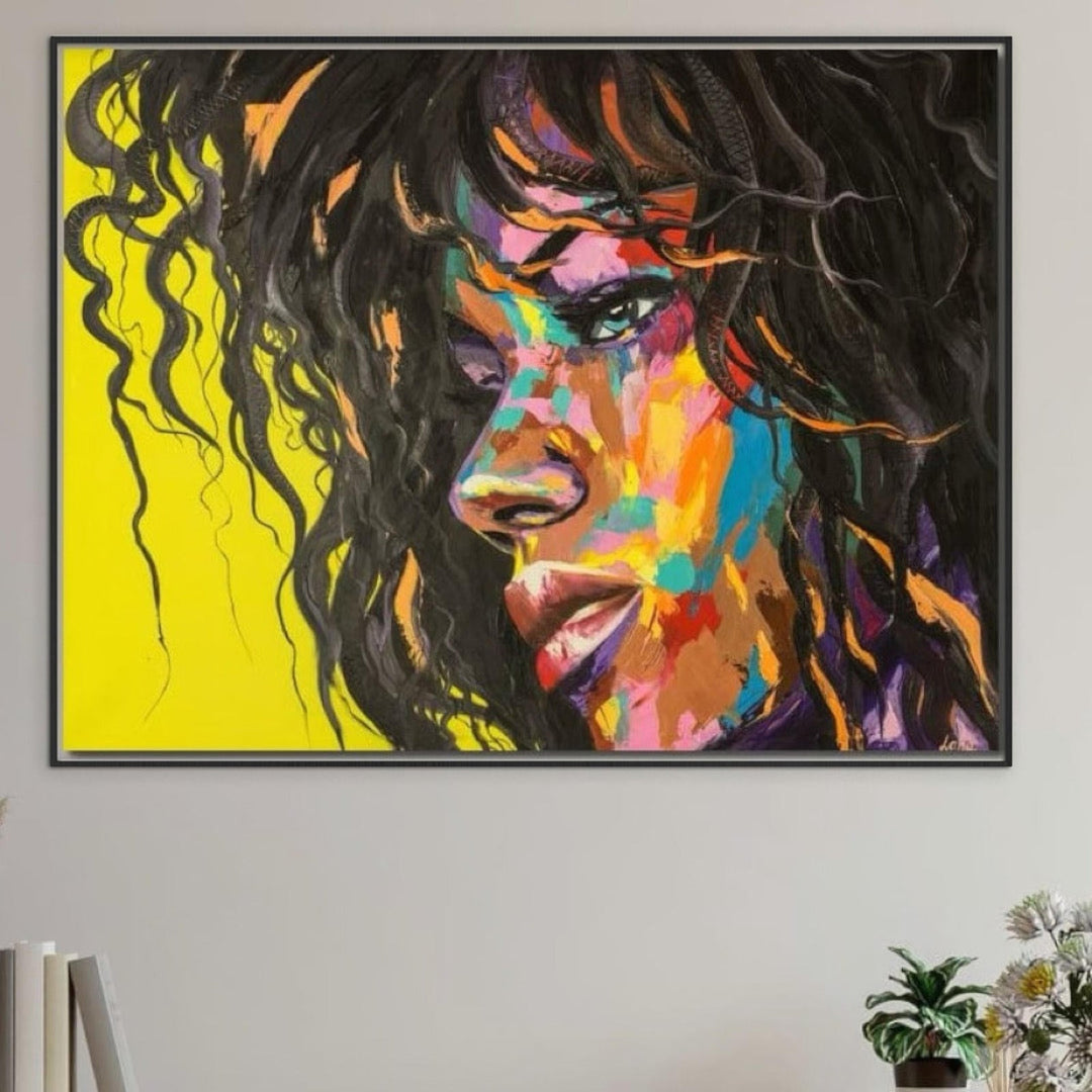 Tablou canvas cu pictura cu portret de femeie expresiva