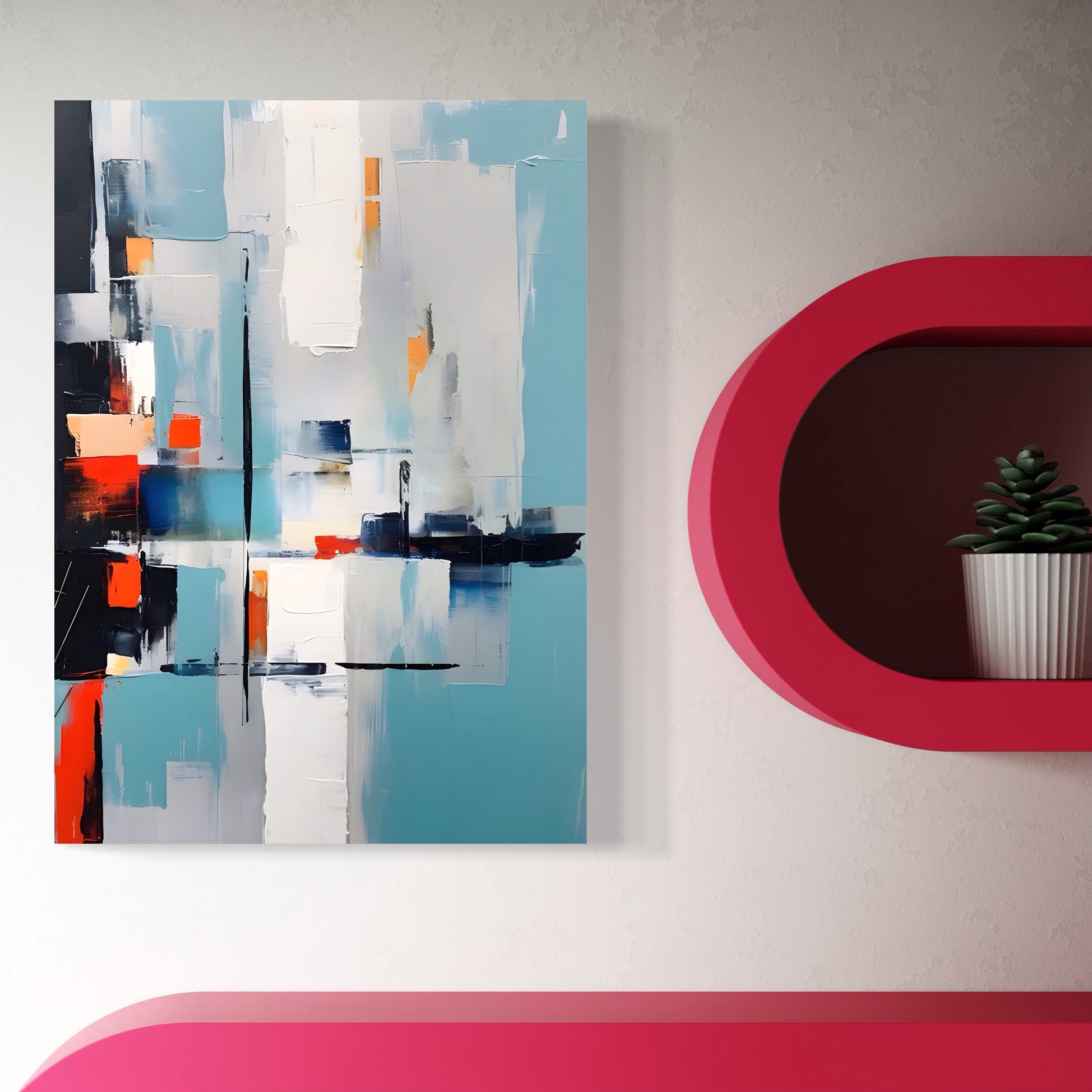 Tablou canvas decorativ cu pictura abstracta cu forme verticale