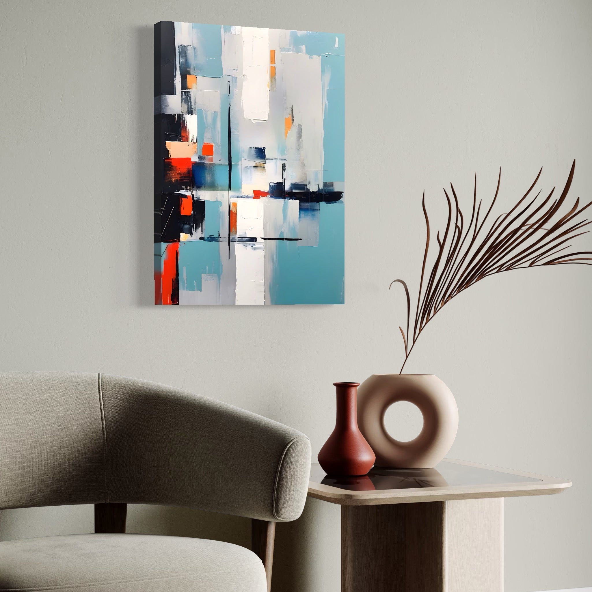 Pictura abstracta cu forme verticale, tablou canvas pentru perete