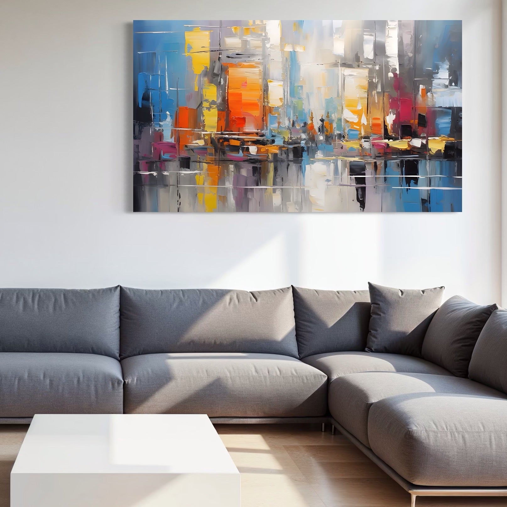 Tablou canvas decorativ cu pictura abstracta cu peisaj urban