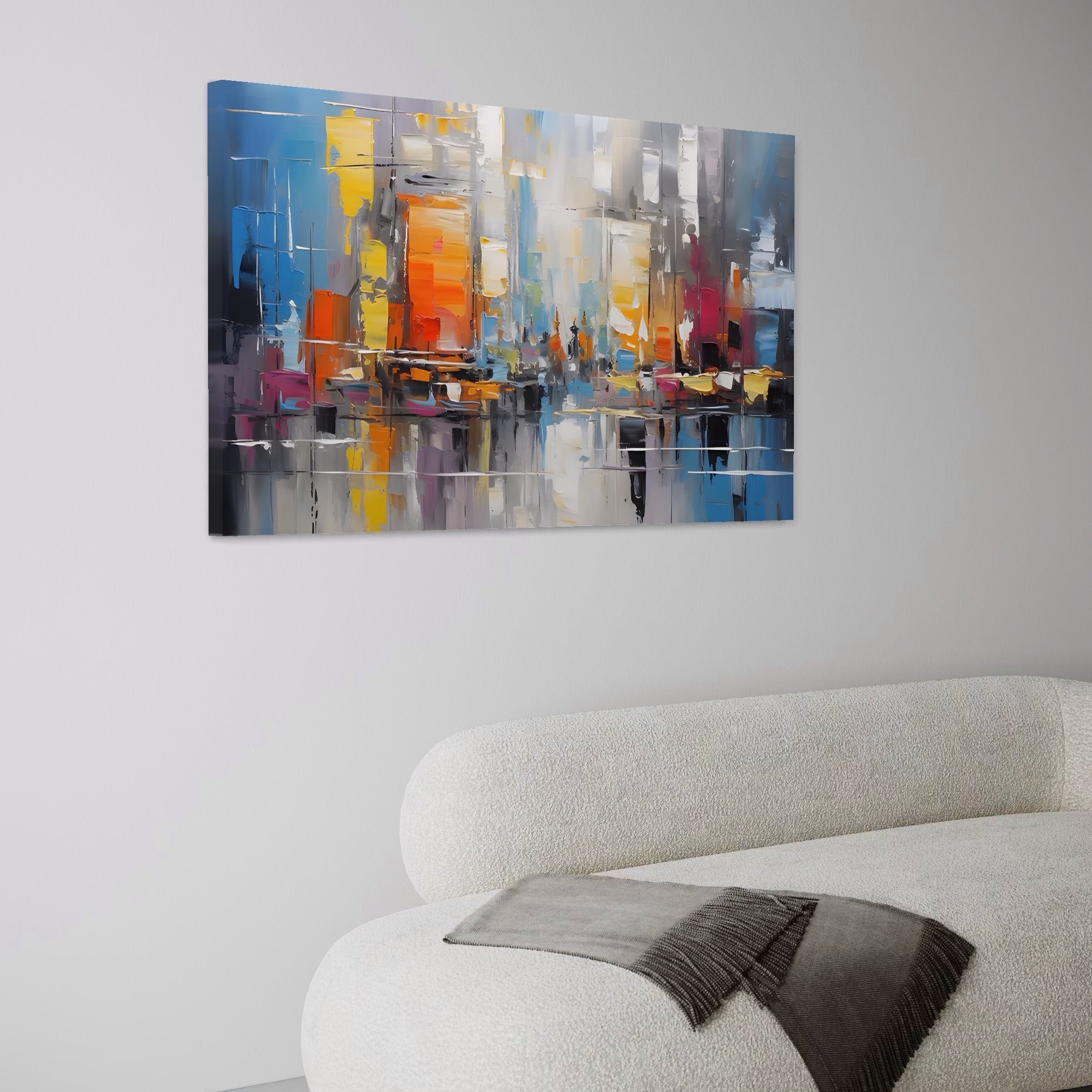 Pictura abstracta cu peisaj urban, tablou canvas pentru perete