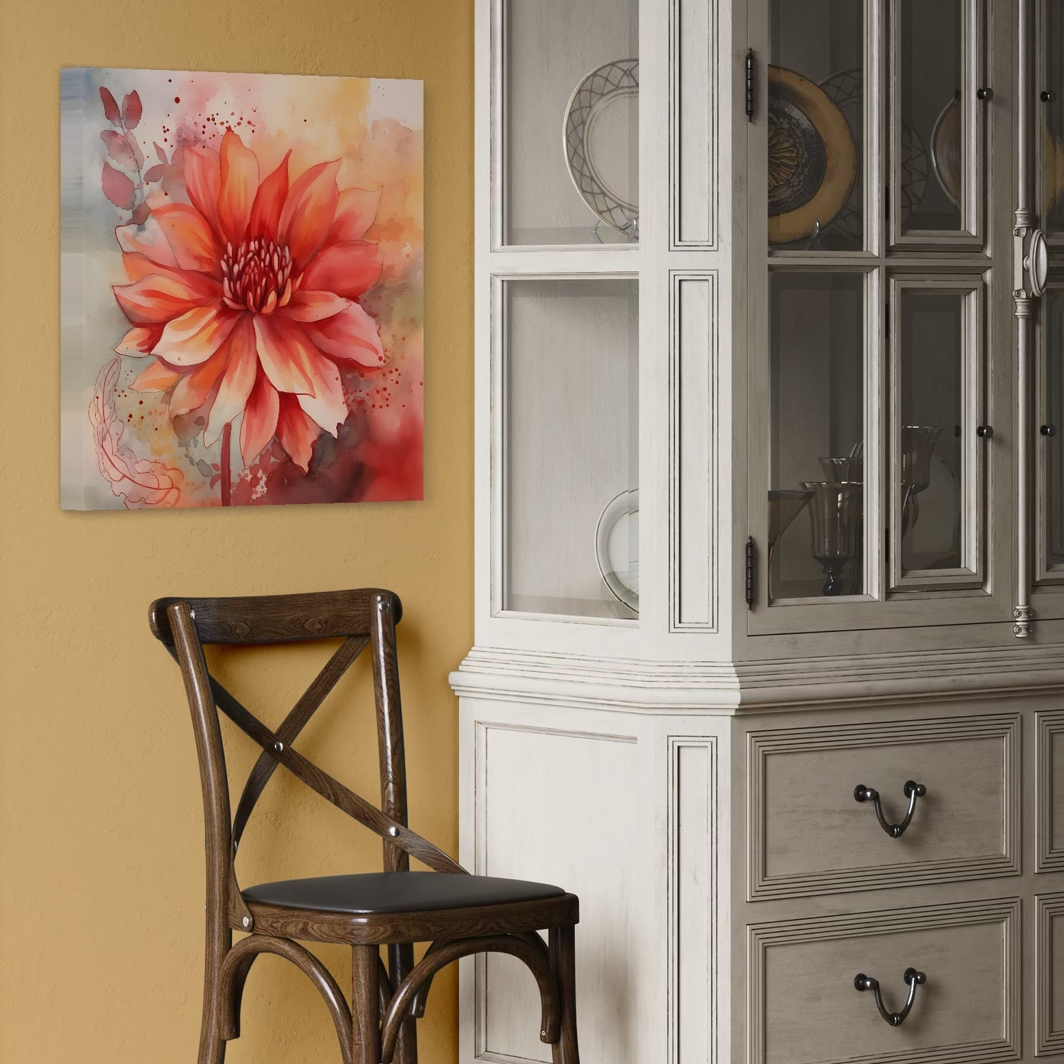 Tablou canvas cu floare de dalie, tablou canvas pentru perete
