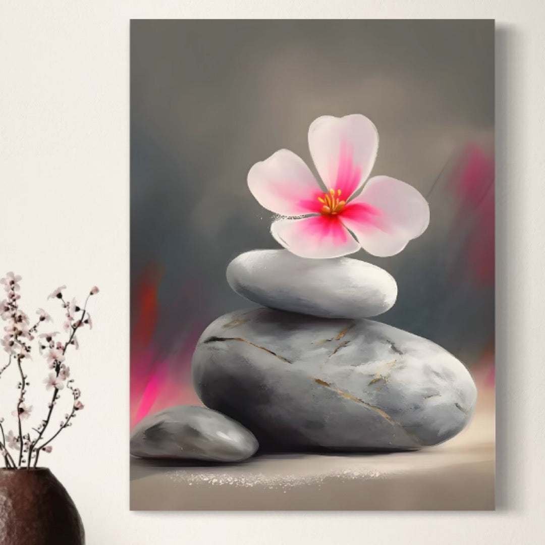 Tablou canvas cu tablou canvas cu floare si pietre
