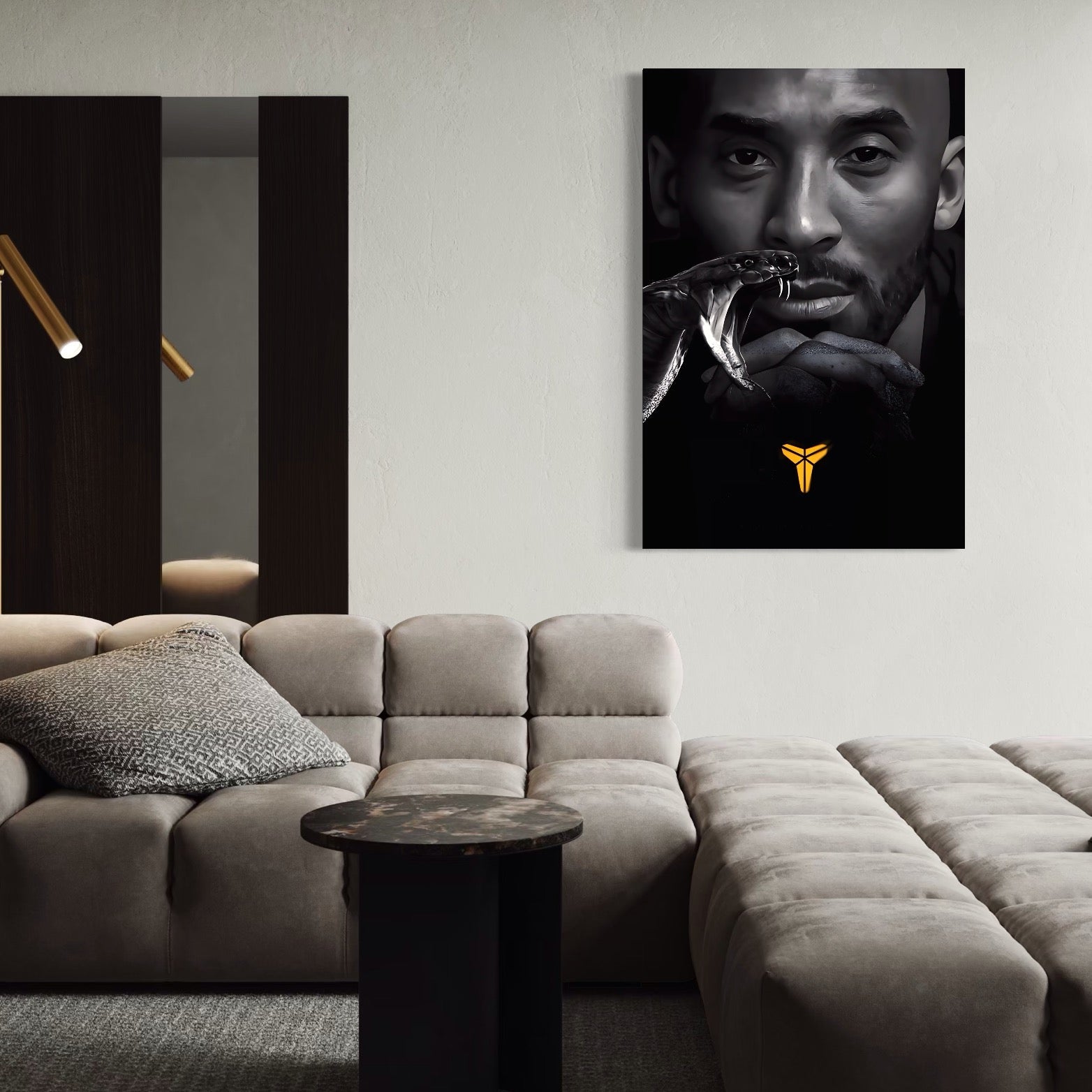 Tablou canvas decorativ cu tablou portret kobe bryant cu un sarpe