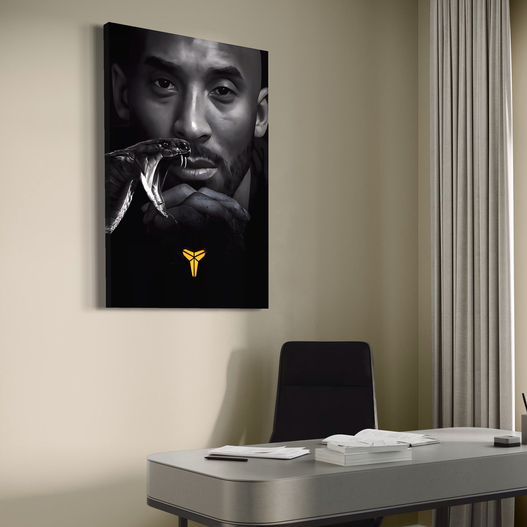 Tablou portret kobe bryant cu un sarpe, tablou canvas pentru perete