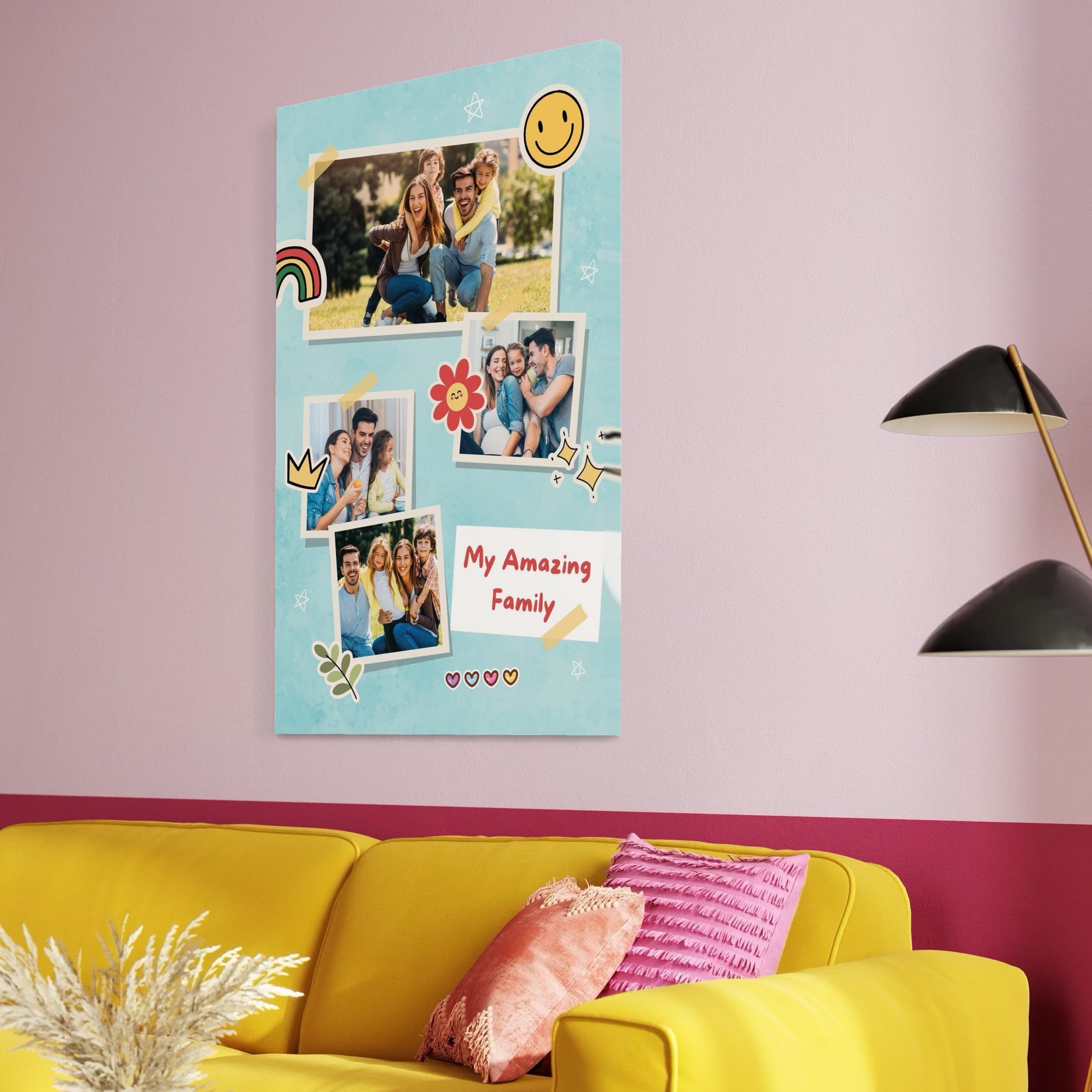 Tablou canvas cu tablou personalizat cu colaj foto familie