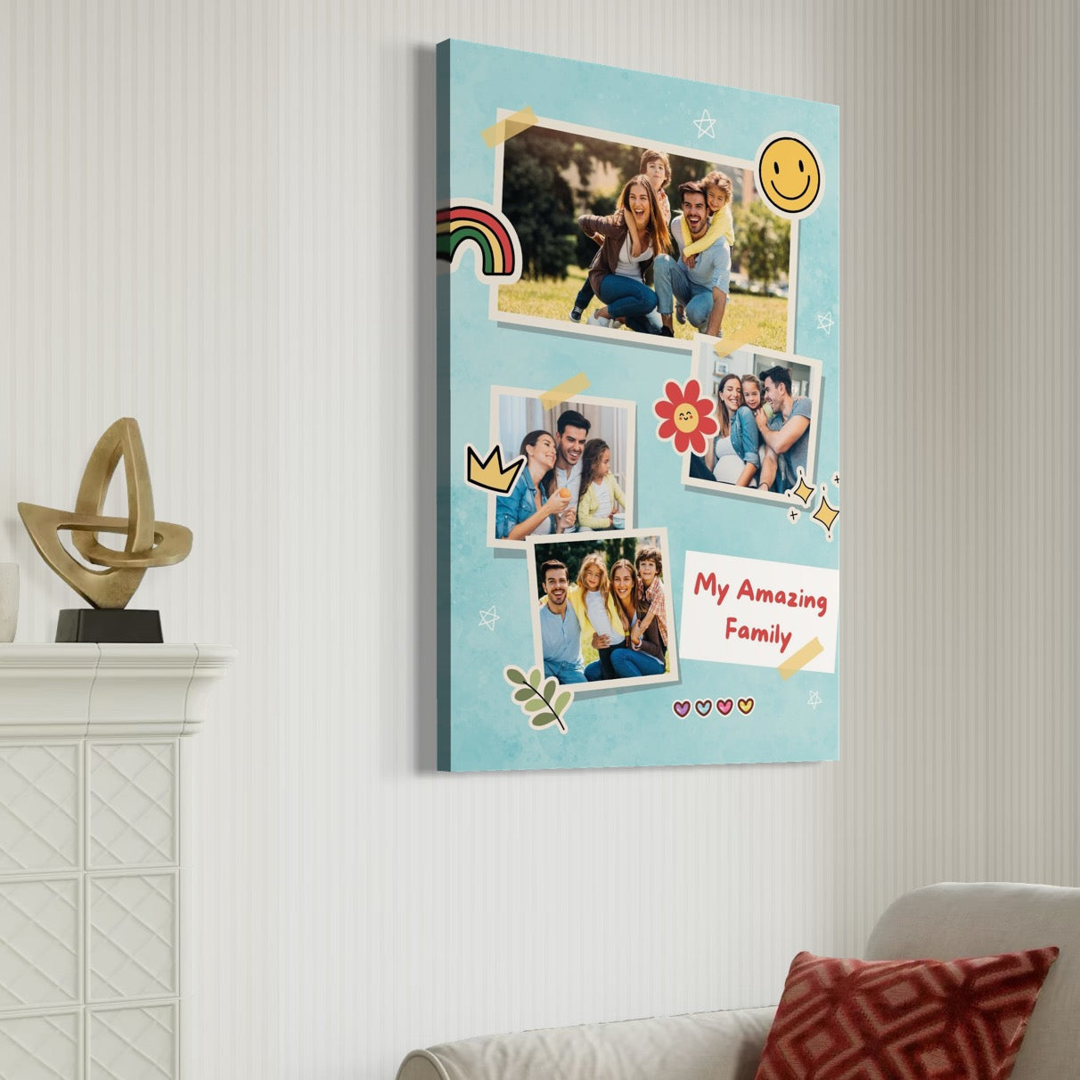Tablou canvas decorativ cu tablou personalizat cu colaj foto familie