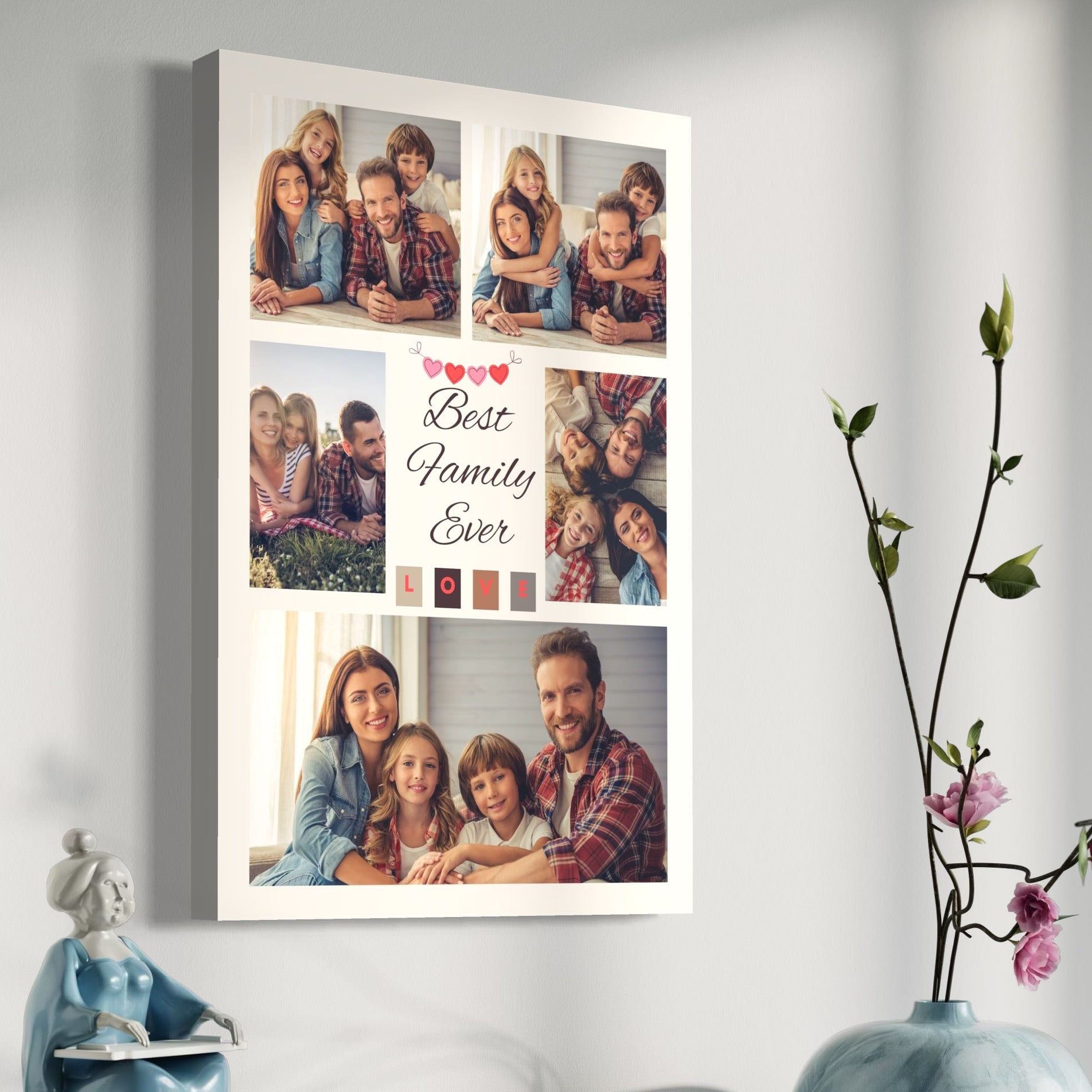 Imagine cu tablou canvas cu colaj foto familie, tiparita pe panza canvas