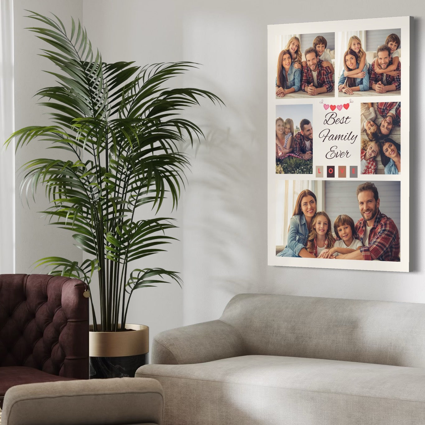 Tablou canvas cu colaj foto familie, tablou canvas pentru perete