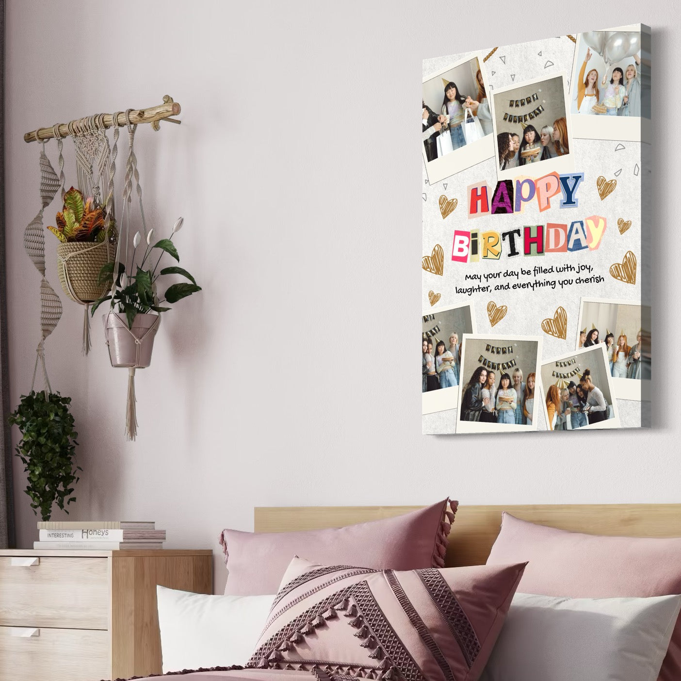 Imagine cu tablou canvas personalizat cu colaj foto, tiparita pe panza canvas