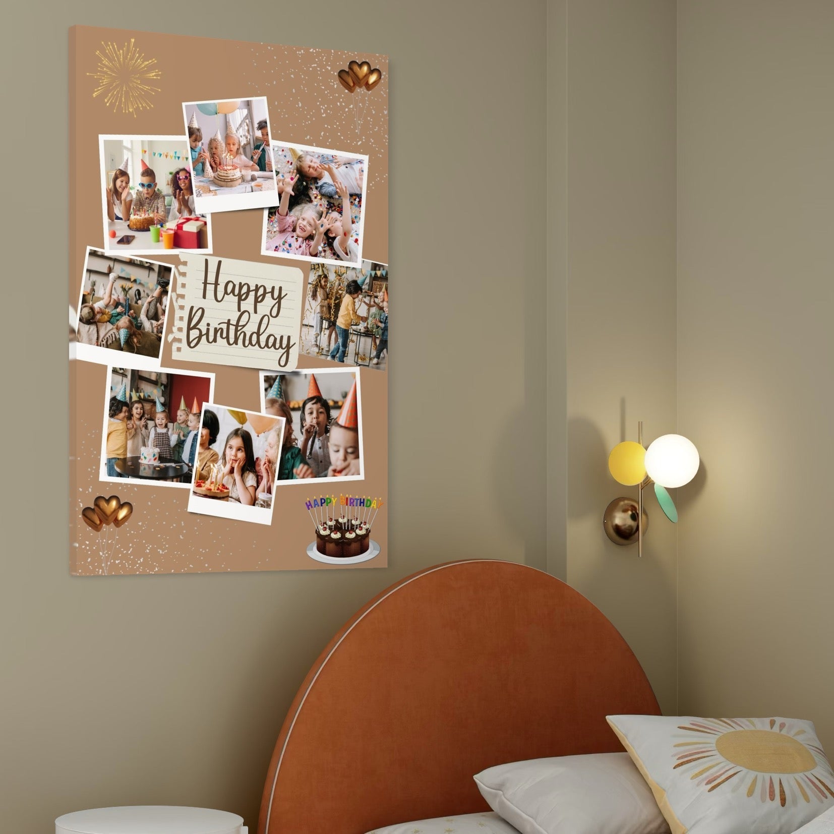 Imagine cu tablou canvas personalizat cu fotografii aniversare, tiparita pe panza canvas