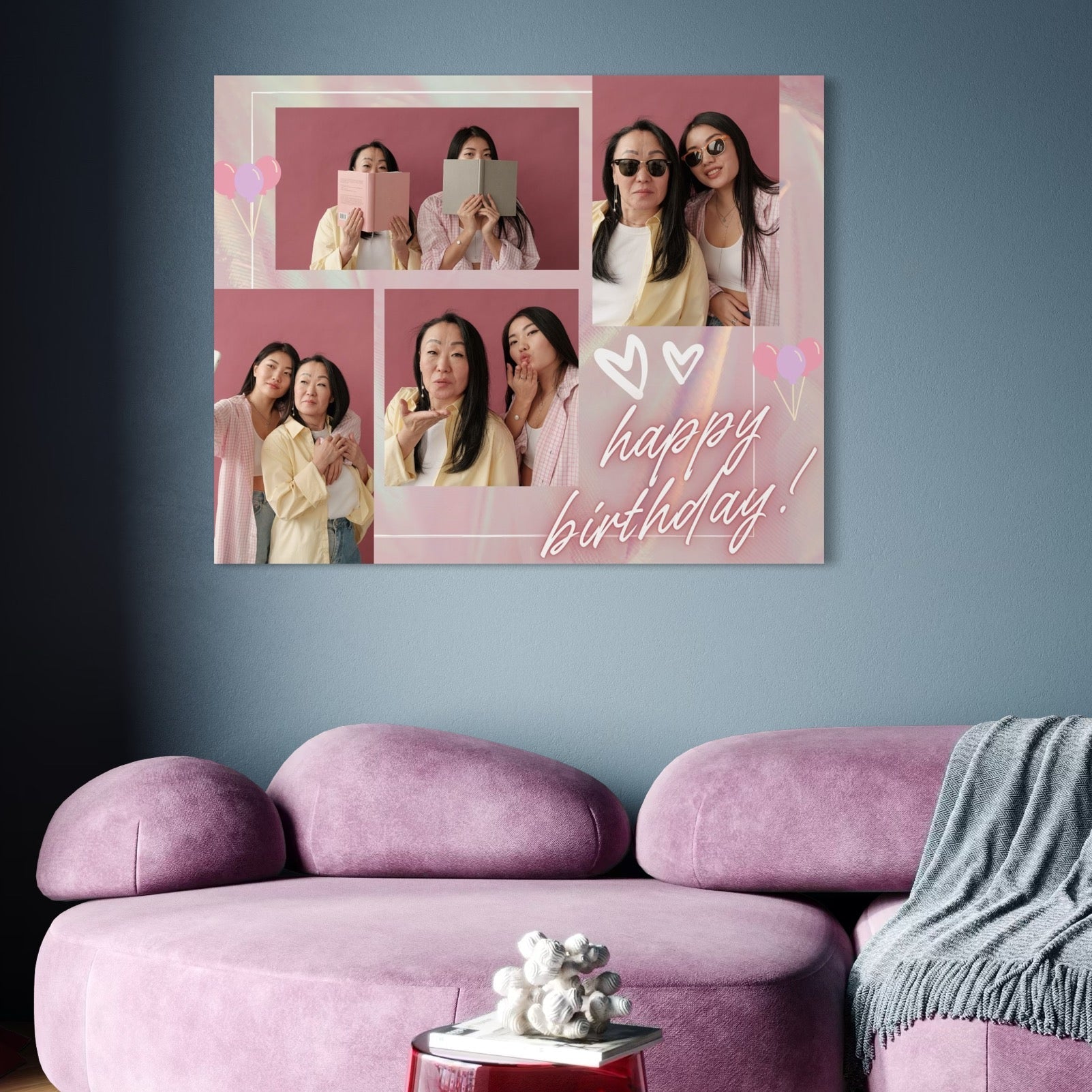 Tablou canvas decorativ cu tablou personalizat cu colaj foto aniversar