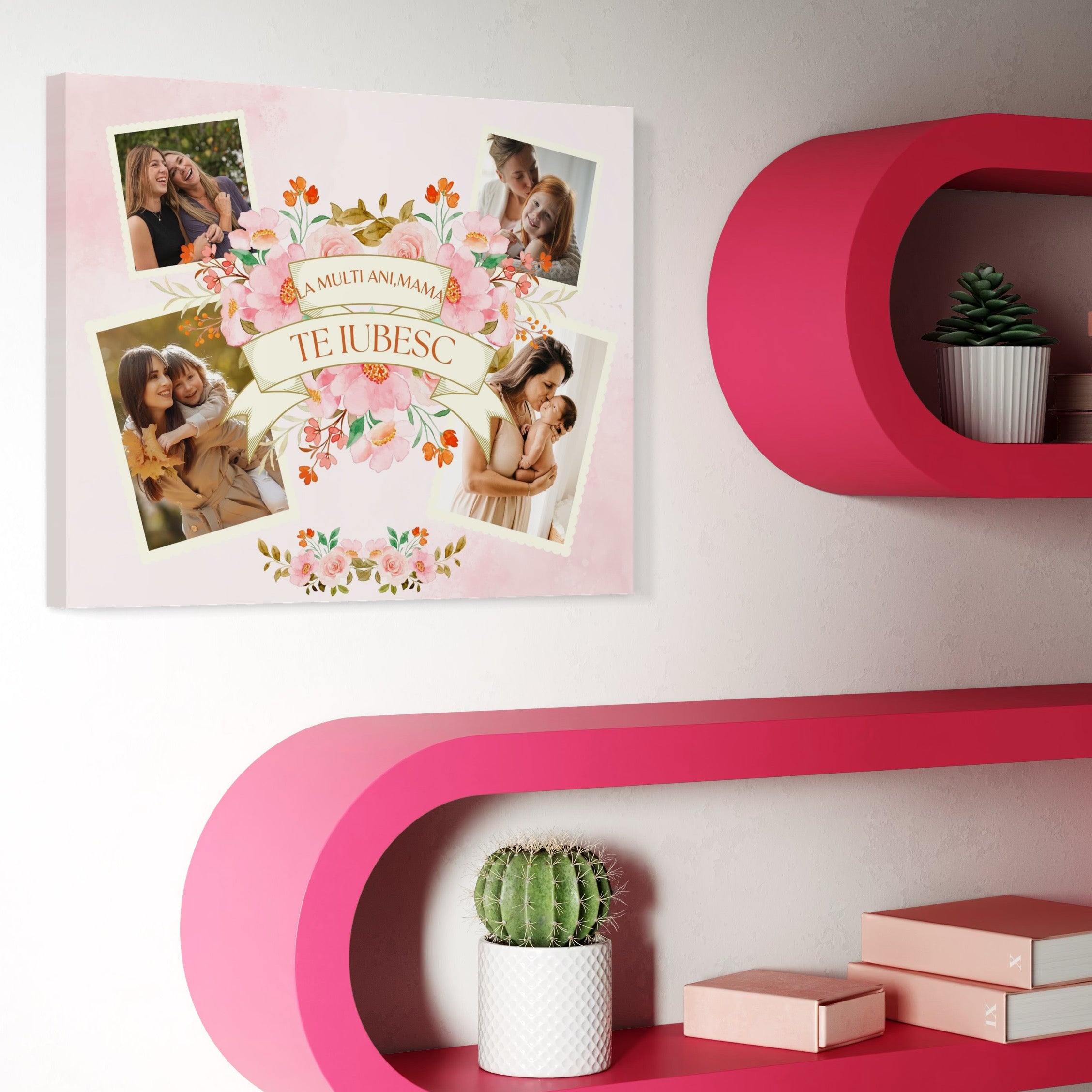 Imagine cu tablou canvas personalizat cu fotografii de familie, tiparita pe panza canvas