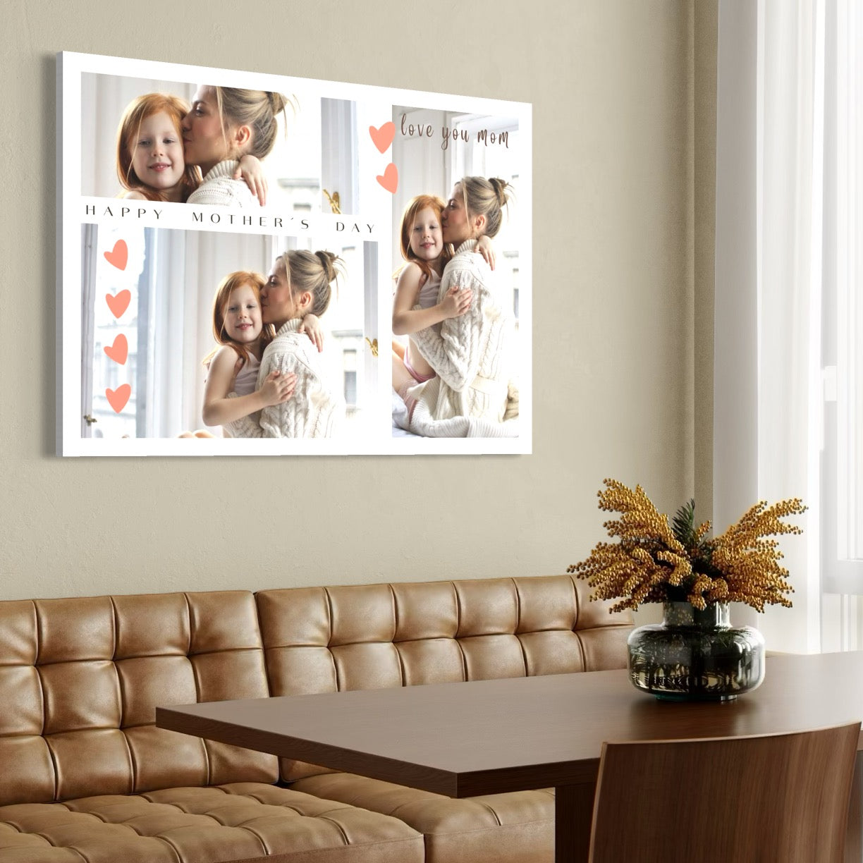 Imagine cu tablou personalizat cu fotografii de familie, tiparita pe panza canvas