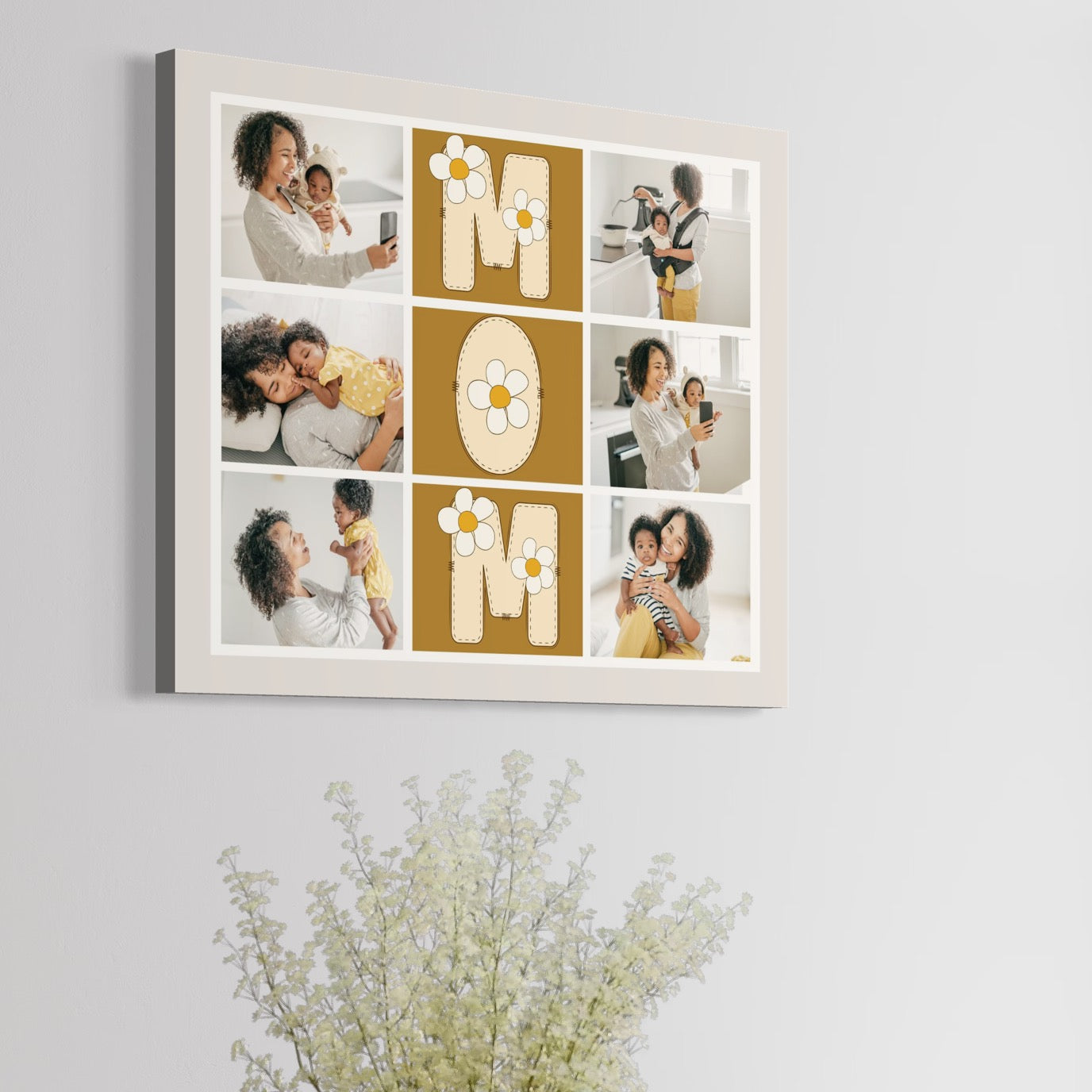 Imagine cu tablou canvas personalizat cu fotografii de familie, tiparita pe panza canvas
