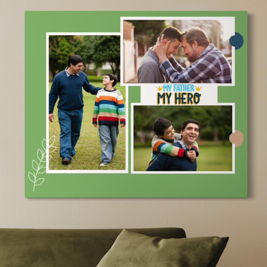 Tablou canvas cu tablou canvas cu trei fotografii de familie