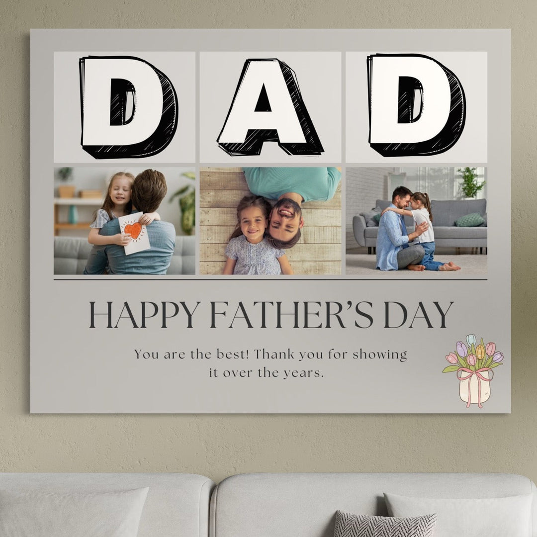 Tablou canvas cu tablou personalizat cu fotografii pentru tata