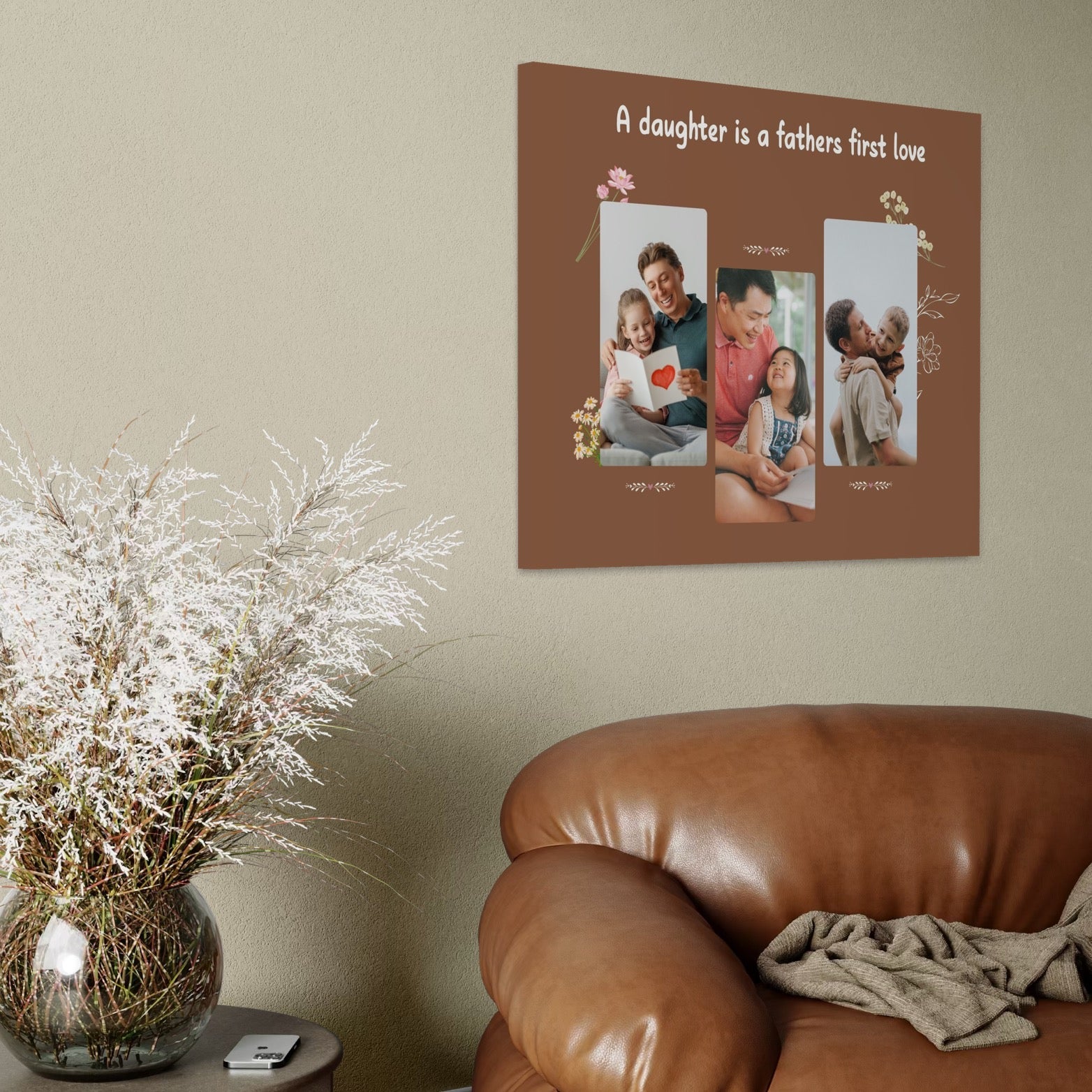 Imagine cu tablou canvas personalizat cu fotografii de familie, tiparita pe panza canvas