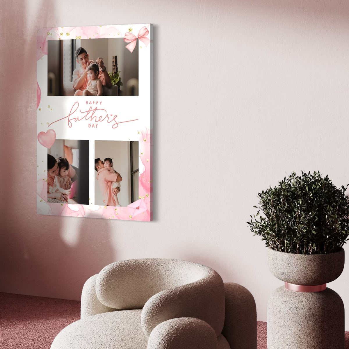 Tablou personalizat cu trei fotografii de familie, tablou canvas pentru perete