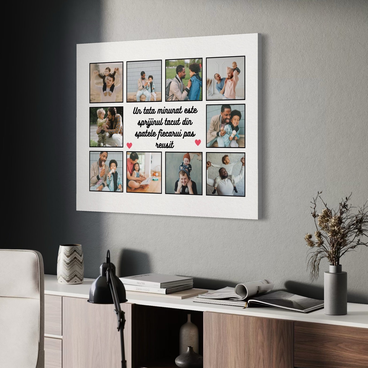 Colaj foto tata si copilul, tablou canvas pentru perete