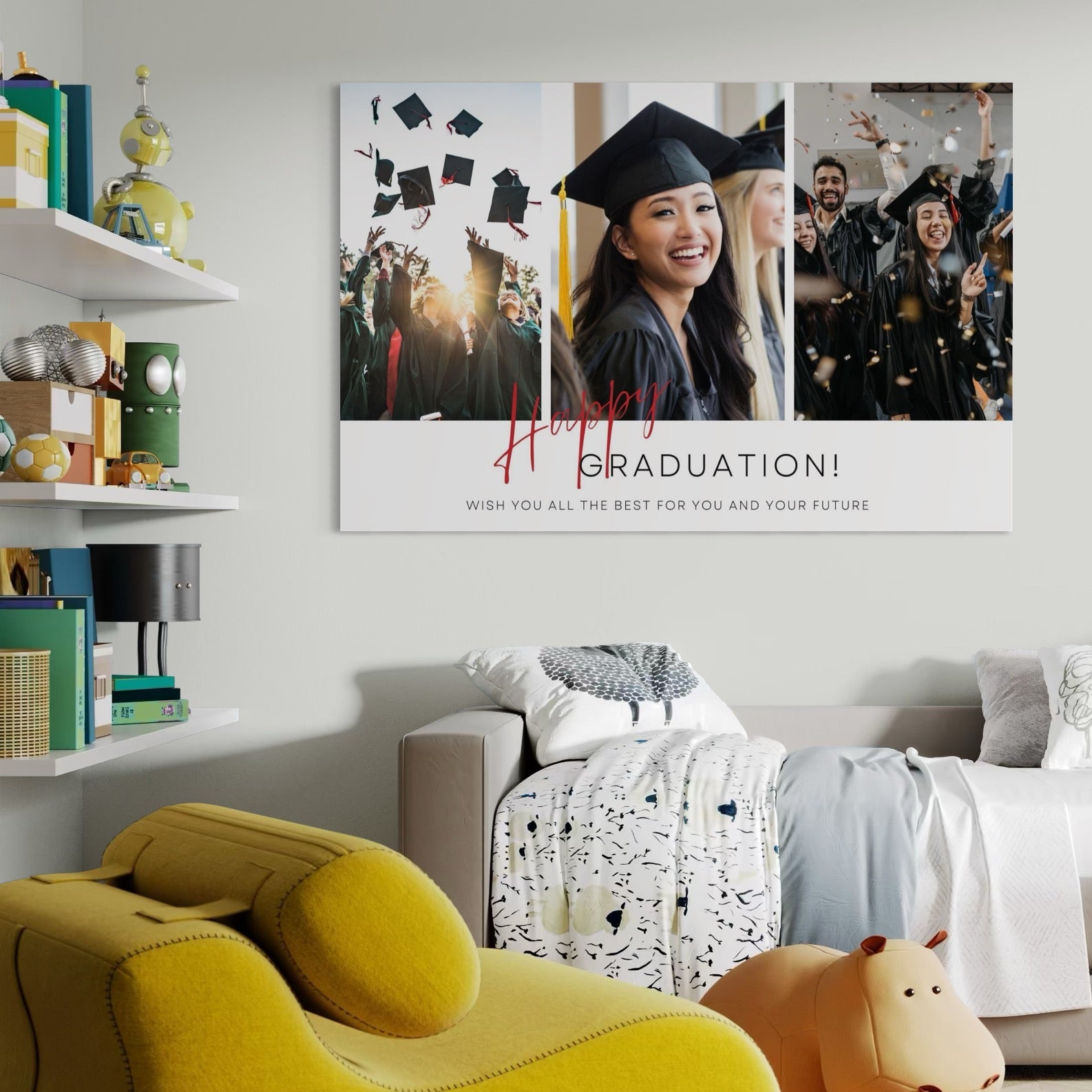 Tablou canvas decorativ cu tablou canvas cu trei fotografii de absolvire