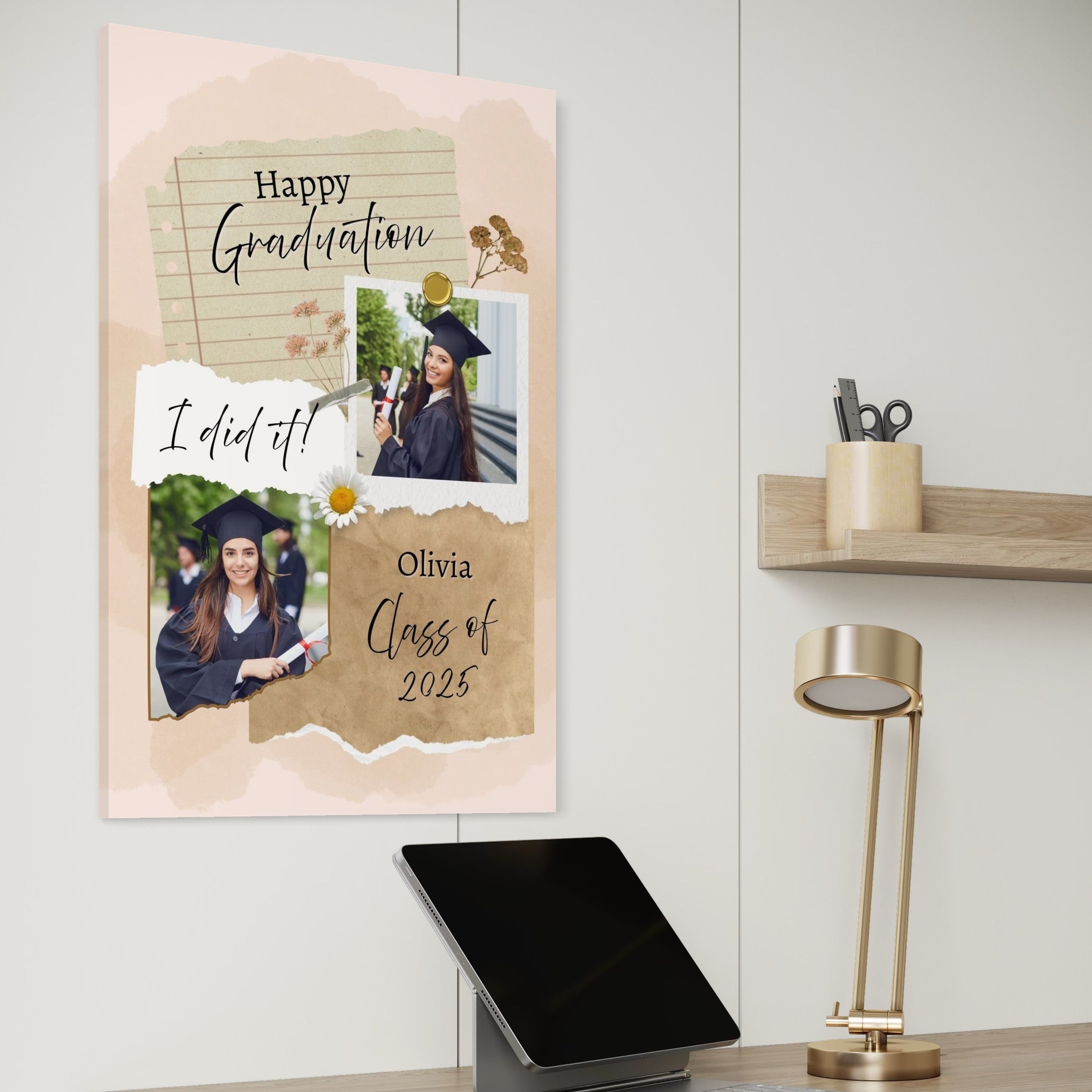 Tablou canvas decorativ cu canvas felicitare absolvire cu poze