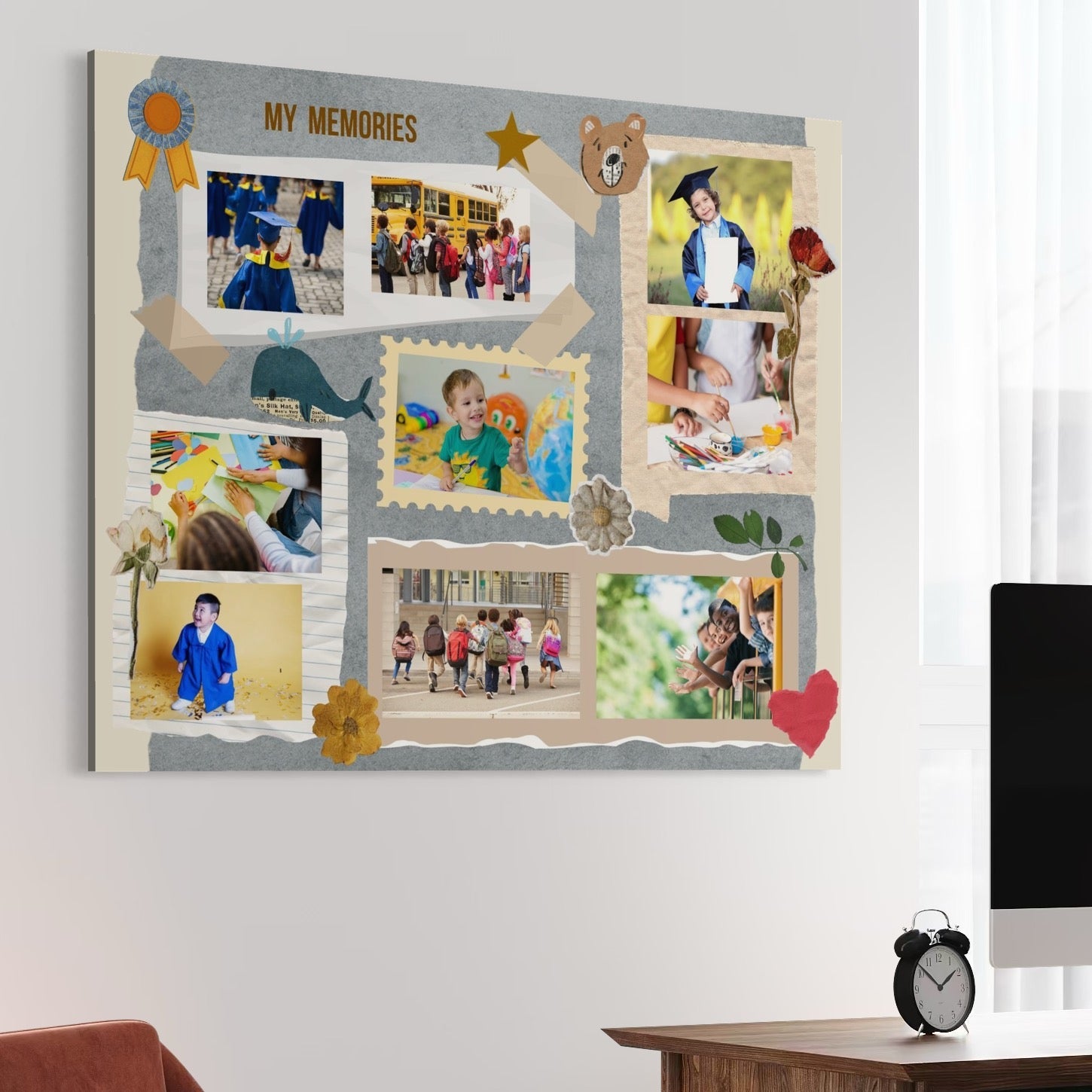 Tablou canvas decorativ cu tablou canvas cu colaj foto scolastic