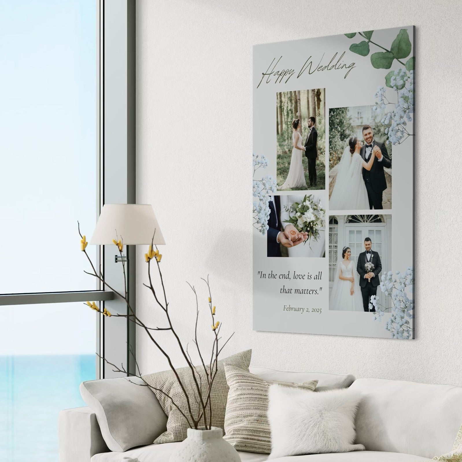 Tablou canvas cu patru fotografii de nunta, tablou canvas pentru perete