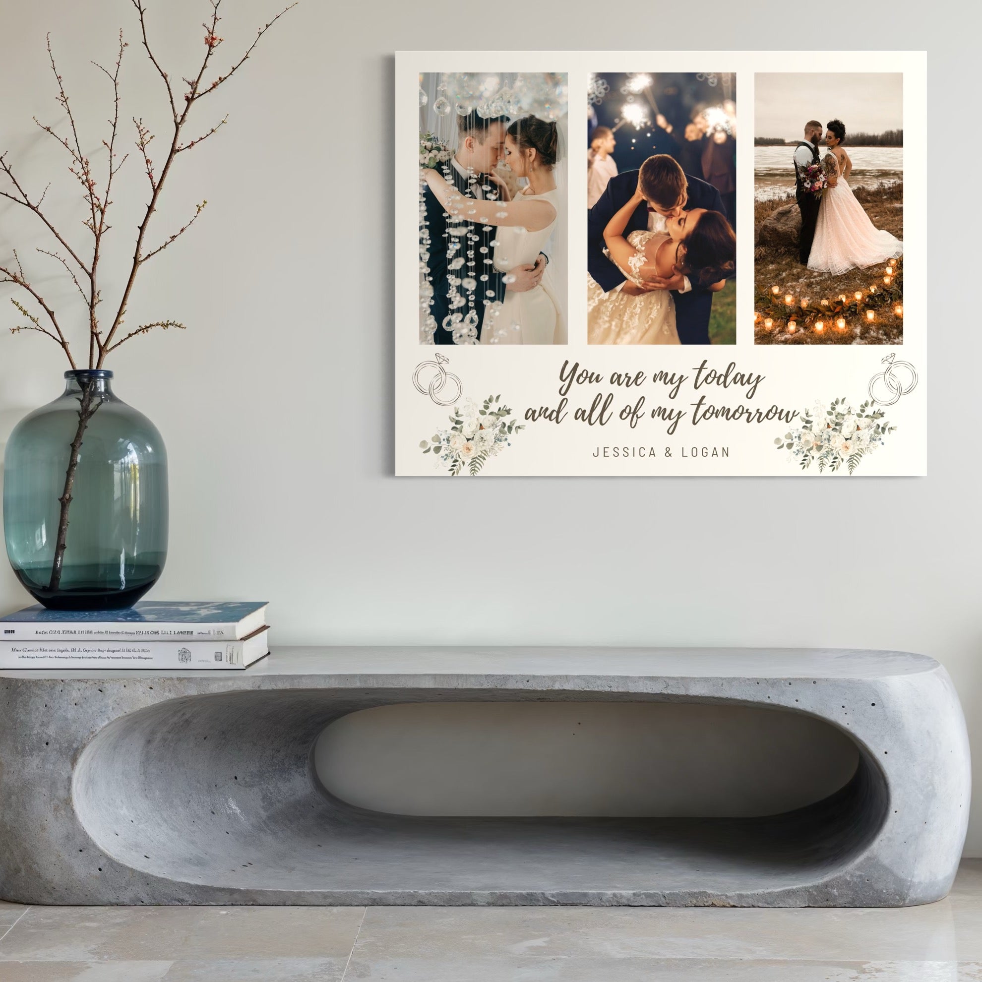 Tablou canvas decorativ cu tablou canvas cu trei fotografii de nunta