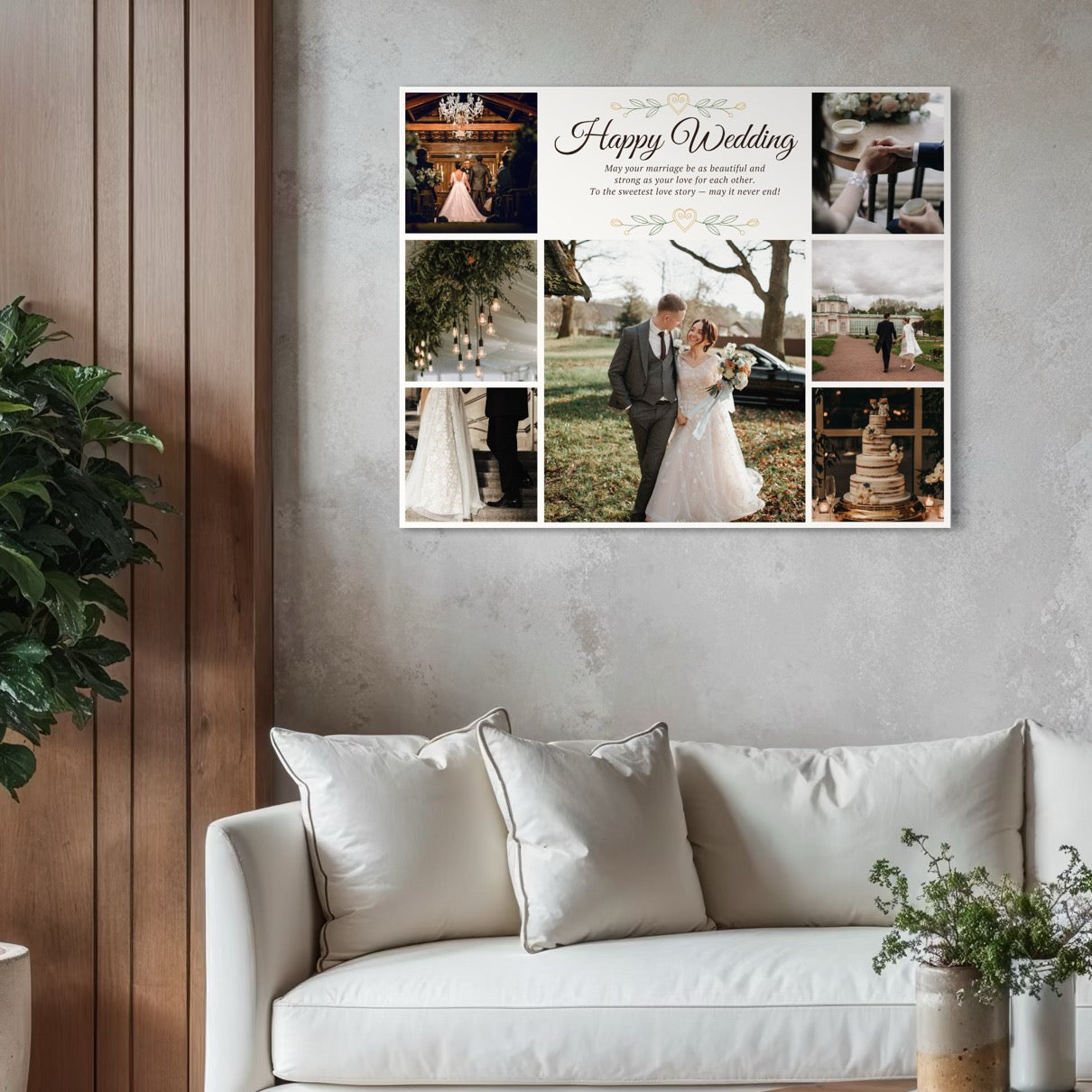 Tablou canvas decorativ cu tablou canvas cu colaj foto de nunta