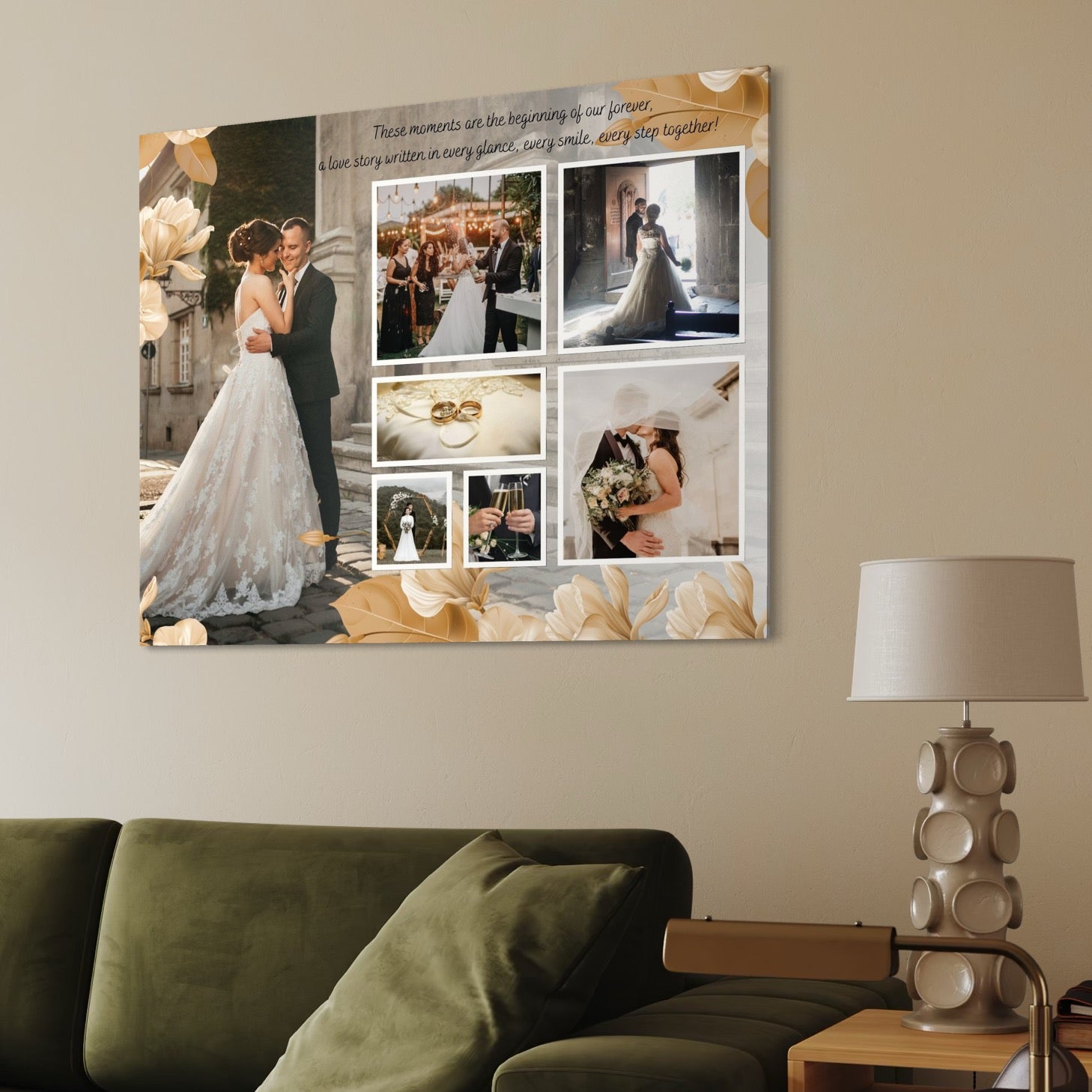 Tablou canvas cu colaj foto de nunta, tablou canvas pentru perete