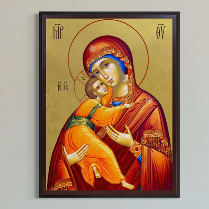 Tablou canvas cu icoana bizantina cu maica domnului si pruncul