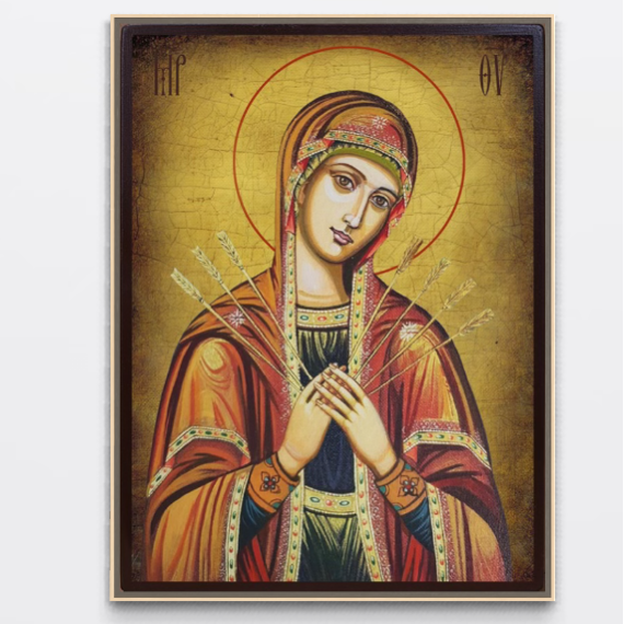 Tablou canvas decorativ cu icoana maicii domnului cu sapte sageti