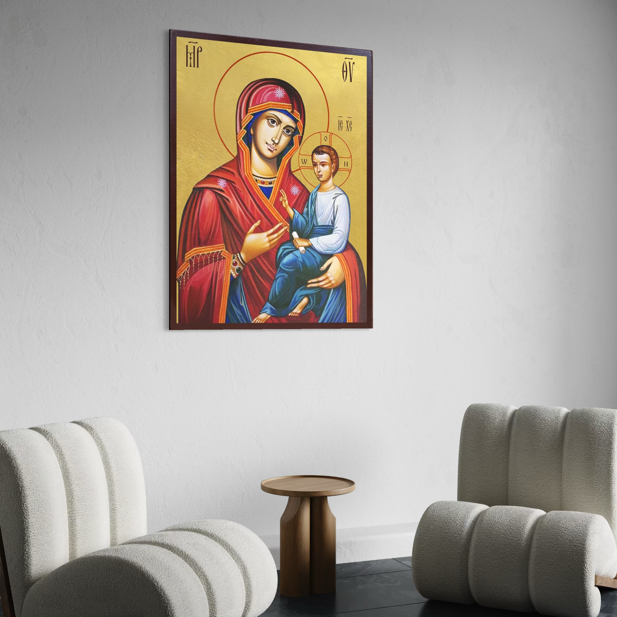 Tablou canvas cu icoana ortodoxa maica domnului cu pruncul