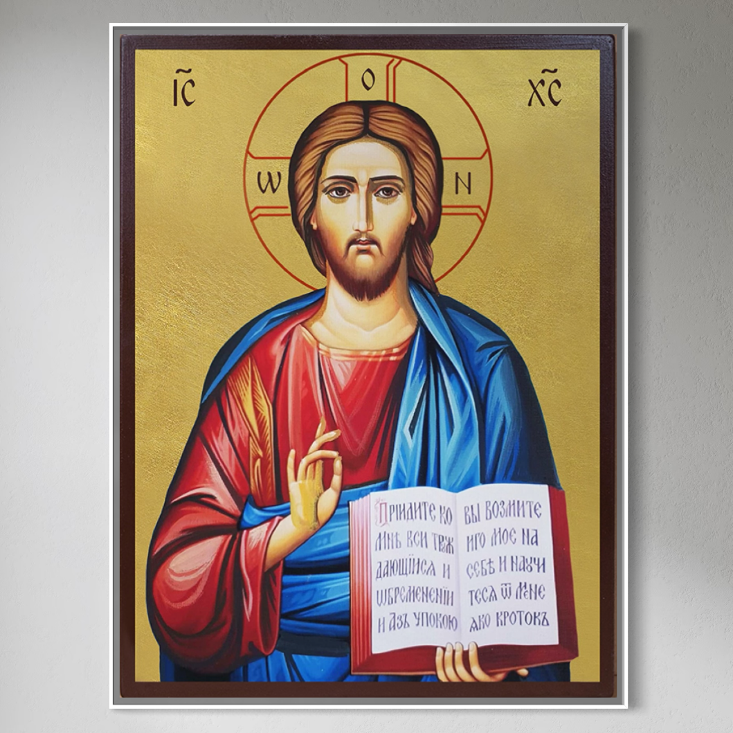 Icoana pictata cu iisus hristos binecuvantat, tablou canvas pentru perete