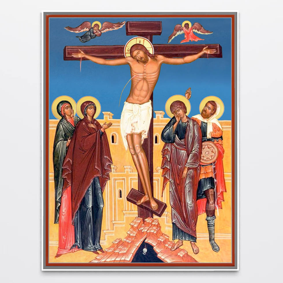 Icoana bizantina cu rastignirea lui iisus, tablou canvas pentru perete