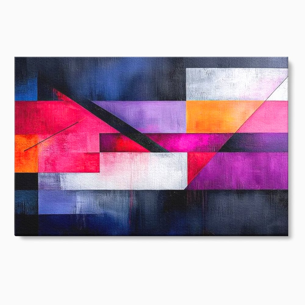 Tablou canvas cu tablou canvas cu compozitie geometrica abstracta, fara rama, pe sasiu de lemn