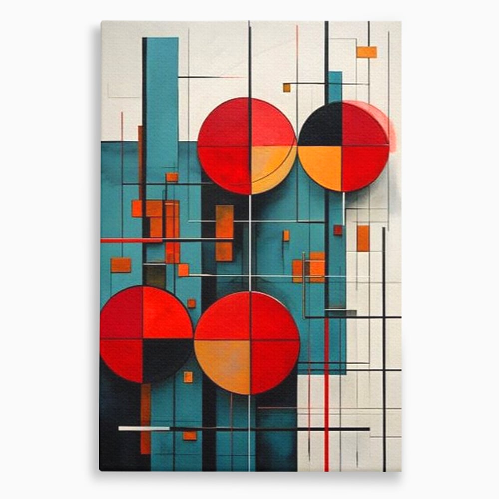 Tablou canvas cu tablou canvas cu cercuri geometrice, fara rama, pe sasiu de lemn