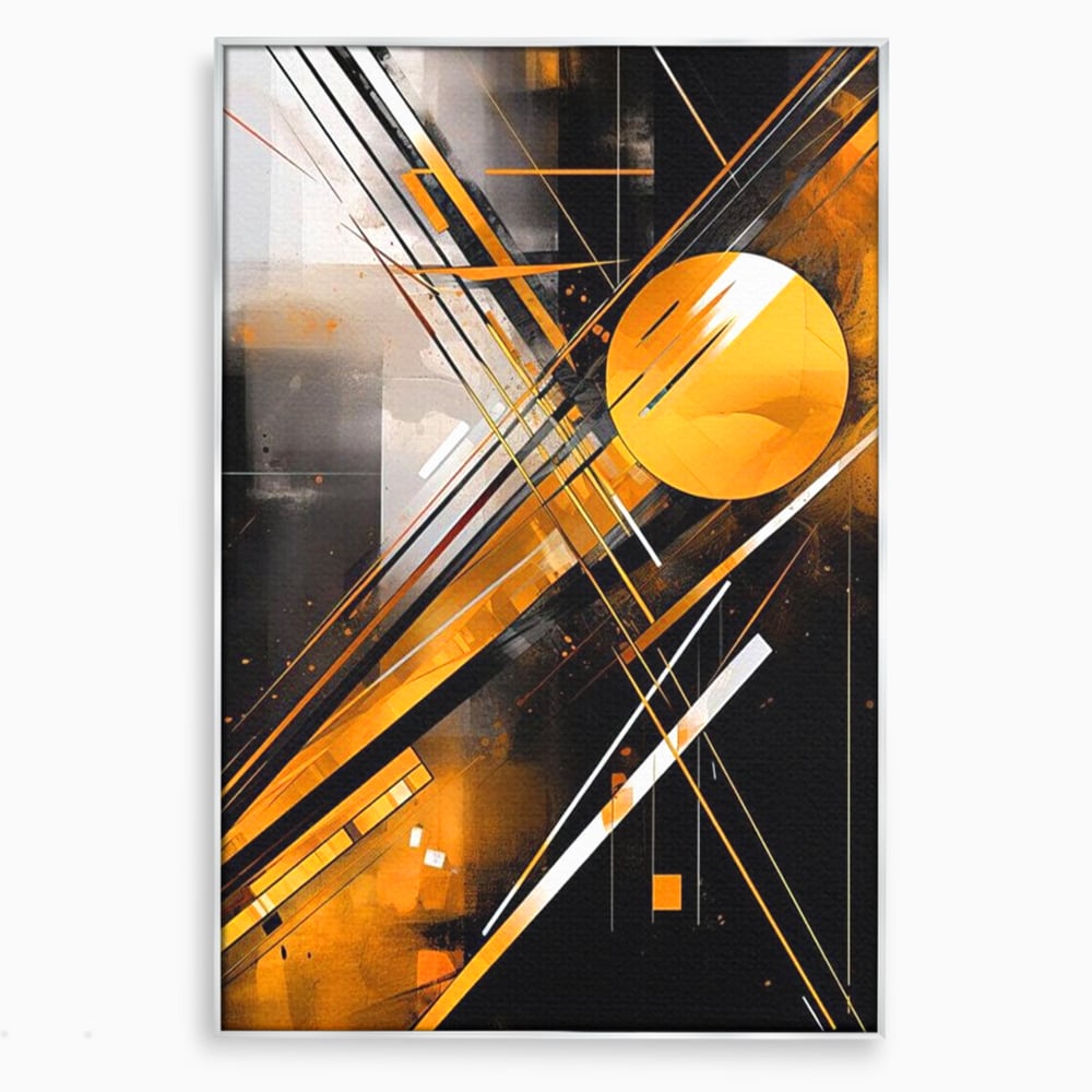 Tablou canvas cu tablou canvas cu forme geometrice abstracte, in rama de aluminiu argintiu