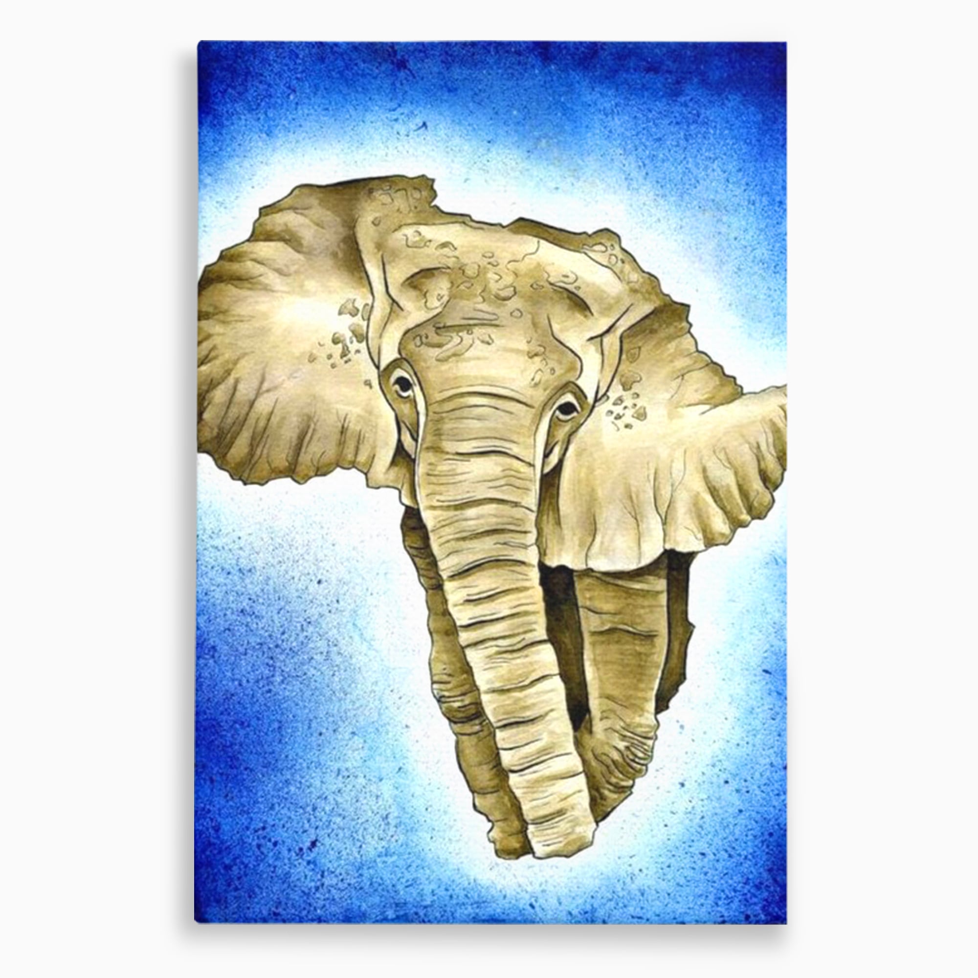 Tablou canvas cu tablou canvas cu cap de elefant, fara rama, pe sasiu de lemn