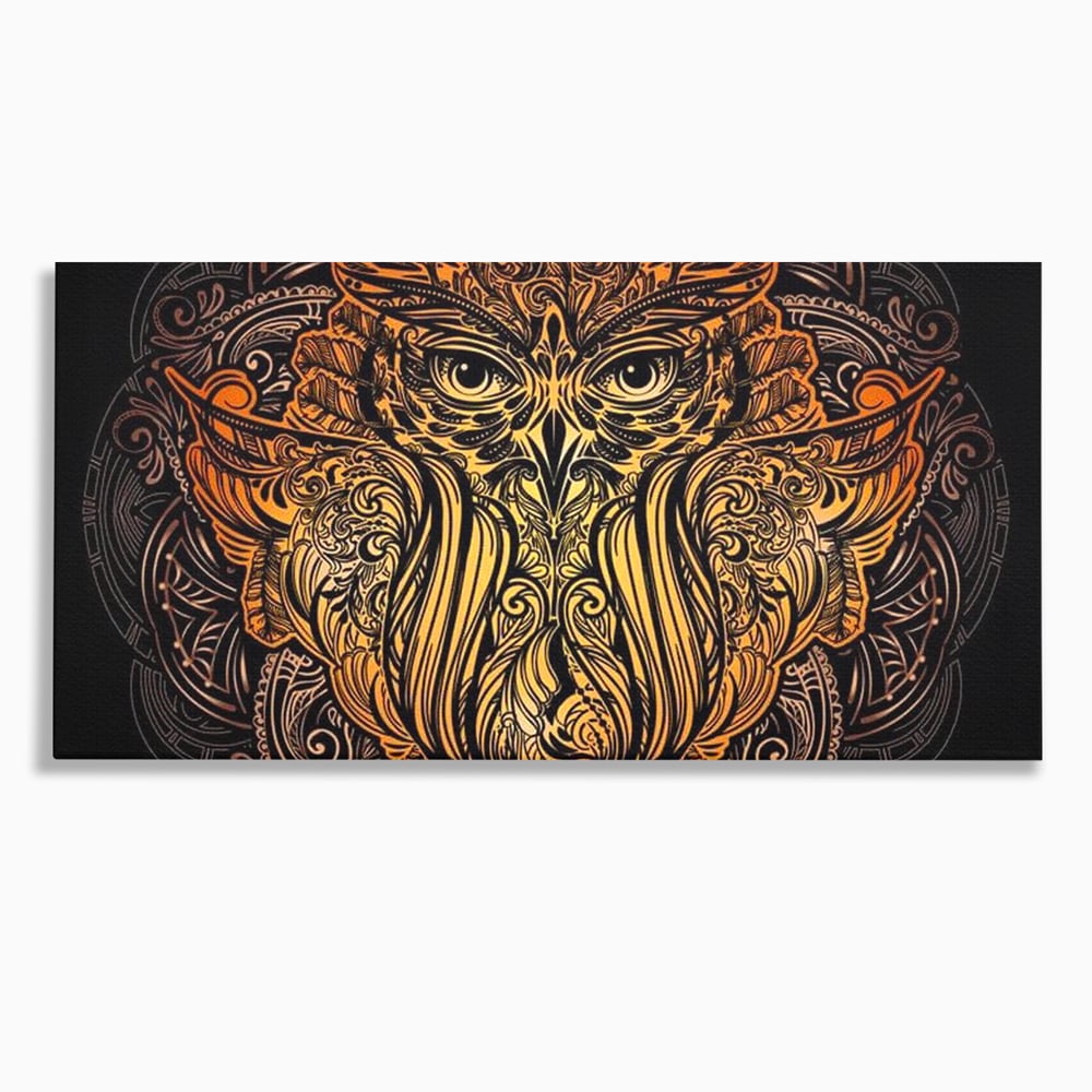 Tablou canvas cu tablou canvas cu bufnita ornamentala, fara rama, pe sasiu de lemn