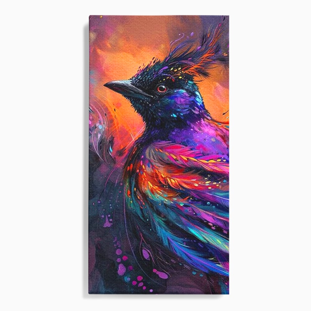 Tablou canvas cu tablou canvas cu pasare fantastica, fara rama, pe sasiu de lemn