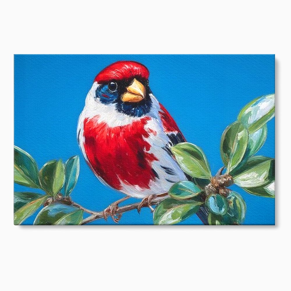 Tablou canvas cu tablou canvas cu pasare pe ramura, fara rama, pe sasiu de lemn