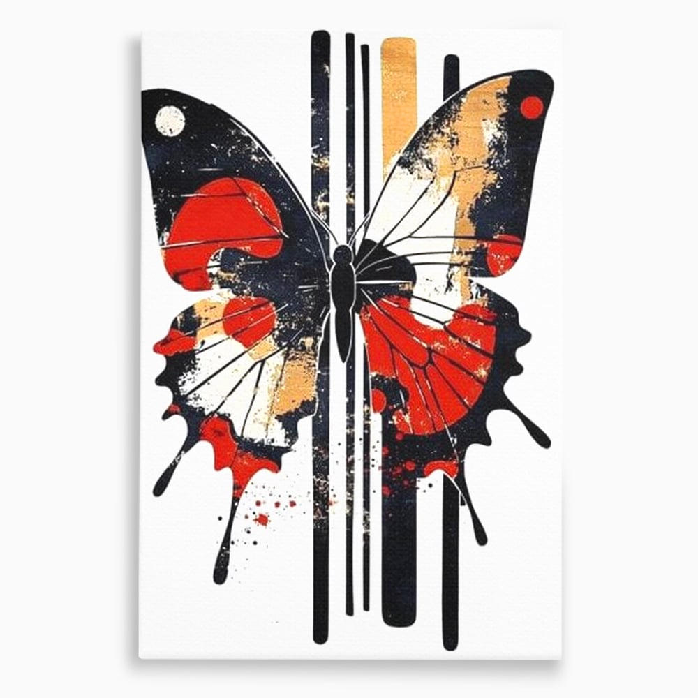 Tablou canvas cu tablou canvas cu fluture grafic, fara rama, pe sasiu de lemn
