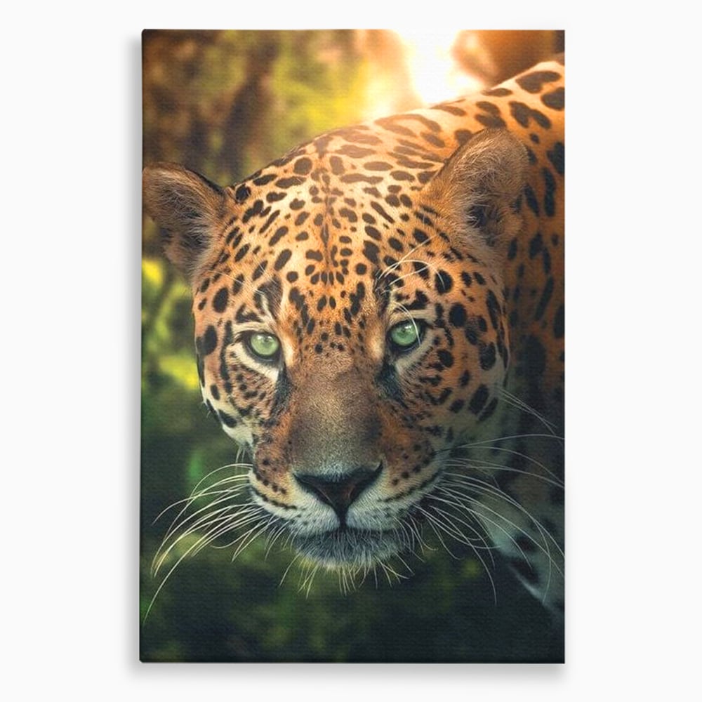 Tablou canvas cu tablou canvas cu jaguar din jungla, fara rama, pe sasiu de lemn
