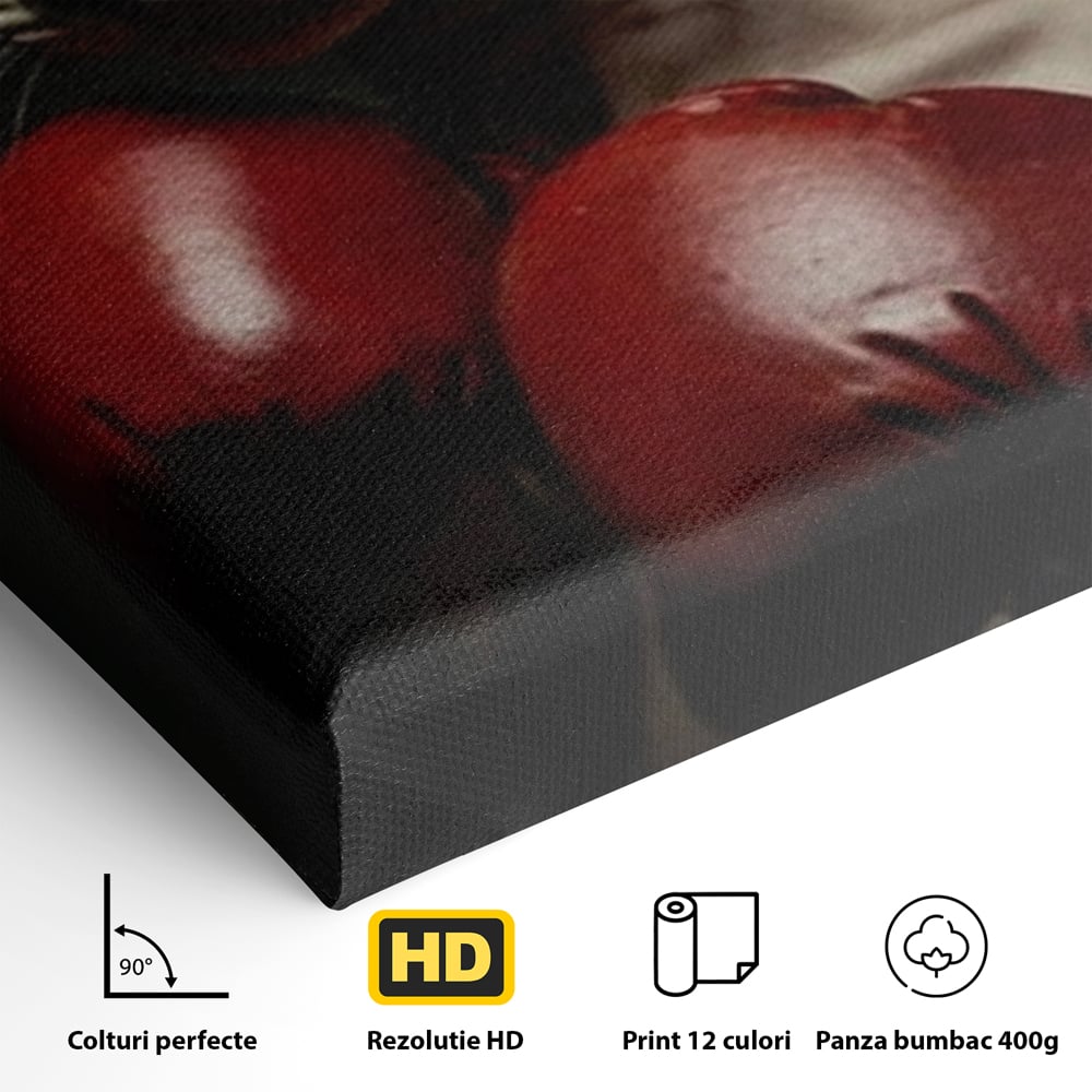 Detaliu al suprafetei: tablou canvas cu motan sphynx boxer, fara rama, pe sasiu de lemn