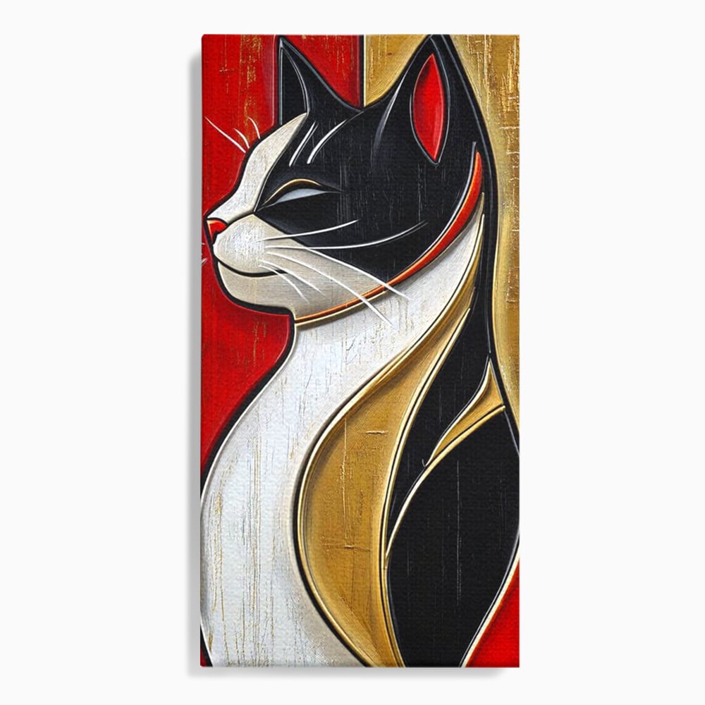 Tablou canvas cu tablou canvas cu pisica in profil, fara rama, pe sasiu de lemn
