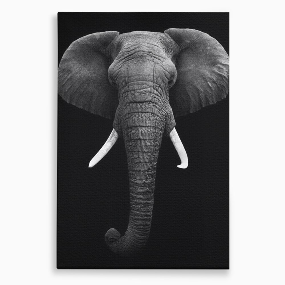 Tablou canvas cu tablou canvas cu cap de elefant, fara rama, pe sasiu de lemn
